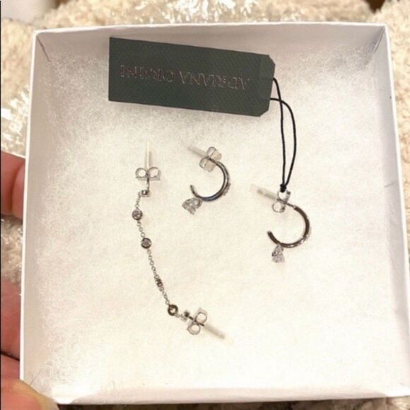 Adriana Orsini CZ Ear Crawler Earrings Silver New - Picture 6 of 8